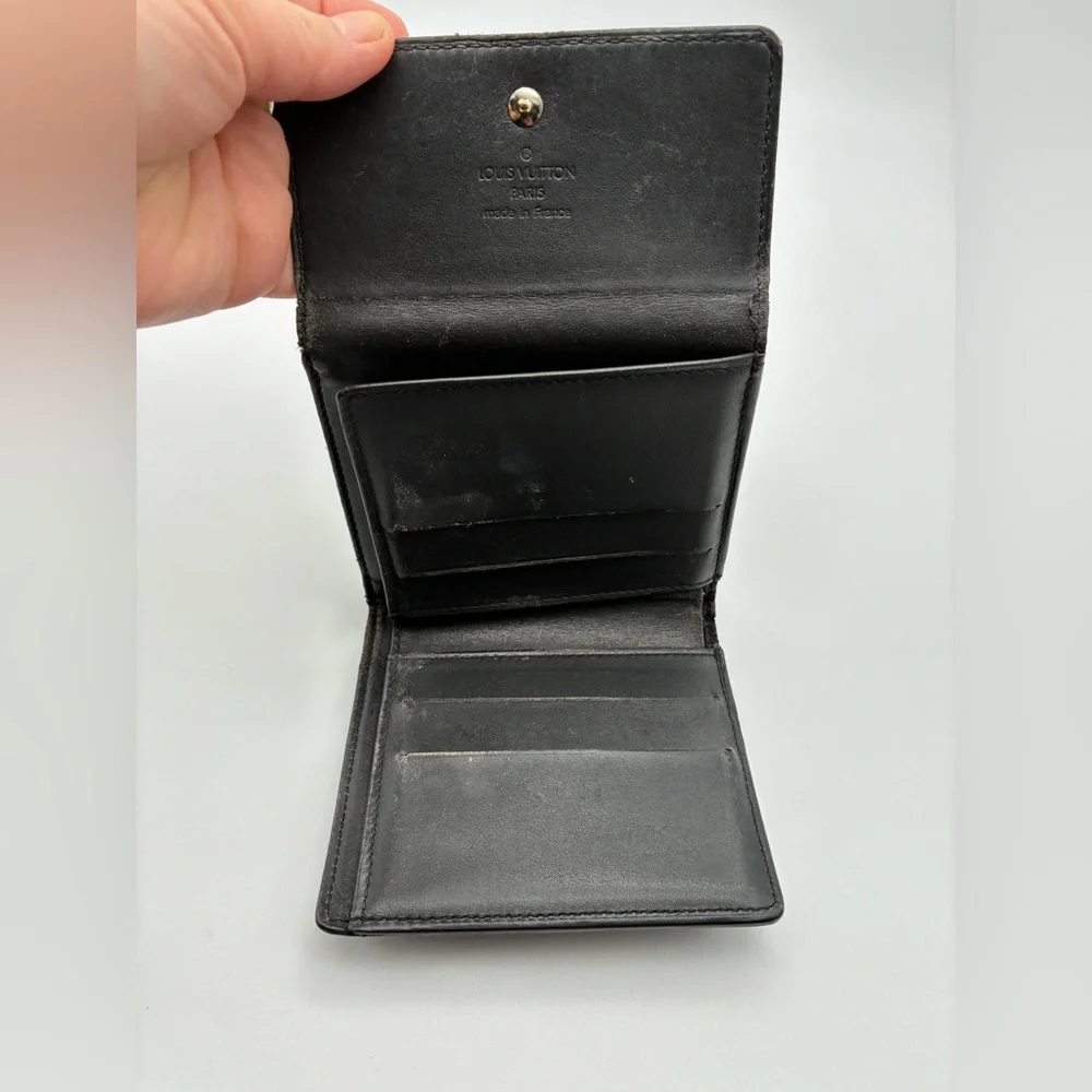 Louis Vuitton Black Monogram VERNIS Embossed Compact Wallet